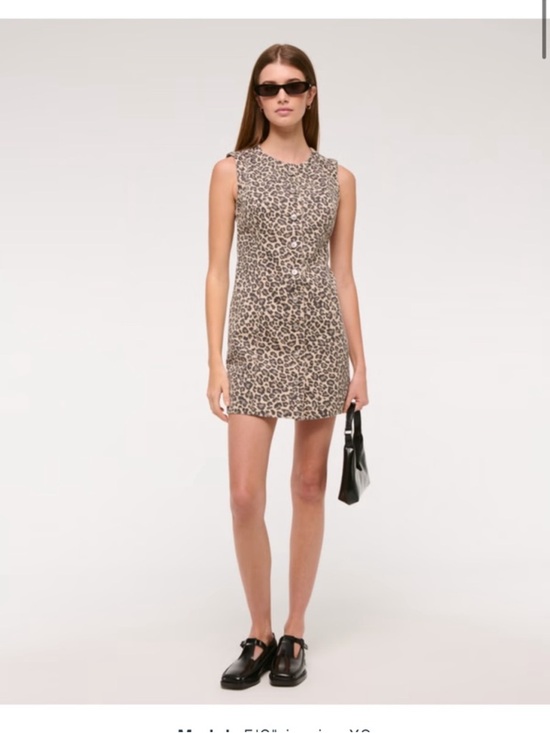 Abercrombie & Fitch Dresses & Skirts - Abercrombie and Fitch Mara high neck denim mini dress—leopard print size medium